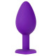Фиолетовая анальная пробка с золотистым кристаллом-сердцем Bling Plug Small - 7,6 см. (фиолетовый)