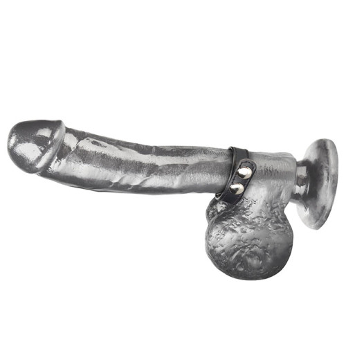 Кольцо на пенис SNAP COCK RING из искусственной кожи на клепках (черный)
