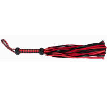 Красно-черная плеть с плетёной ромбической рукоятью - 50 см. (красный с черным)