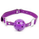 Фиолетовый кляп-шарик на регулируемом ремешке с кольцами (фиолетовый)