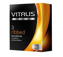 Ребристые презервативы VITALIS PREMIUM ribbed - 3 шт. (прозрачный)