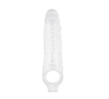 Прозрачная насадка на пенис с подхватом Mighty Sleeve With Ball Loop - 22 см. (прозрачный)